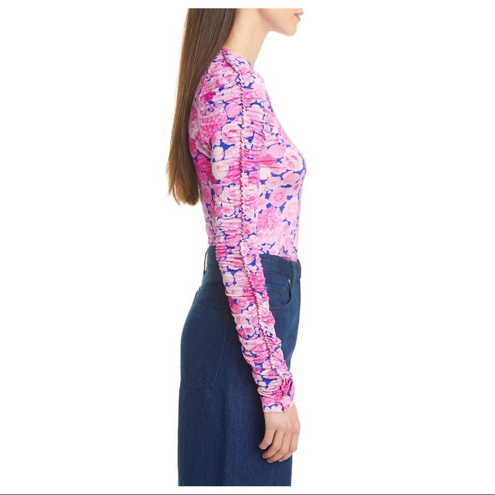 NEW STINE GOYA RUCHED SLEEVE FLORAL PRINT TOP - Picture 5 of 10